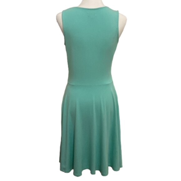 Charming Charlie Mini Dress Womens Small Fit Flare Aqua Stretch Knit Spring - Picture 5 of 11
